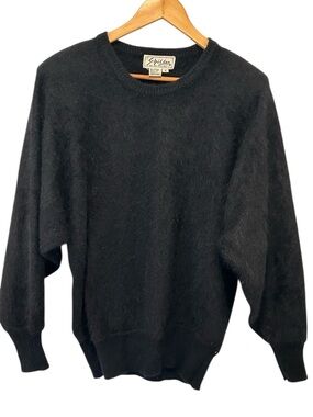 Vintage Shelton Angora Dolman Sleeve Sweater Black Designer Soft Cozy Medium